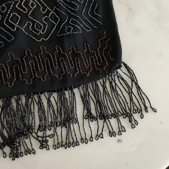 Burning Torch Black Beaded Fringed Formal Dress - Picture 10 of 16